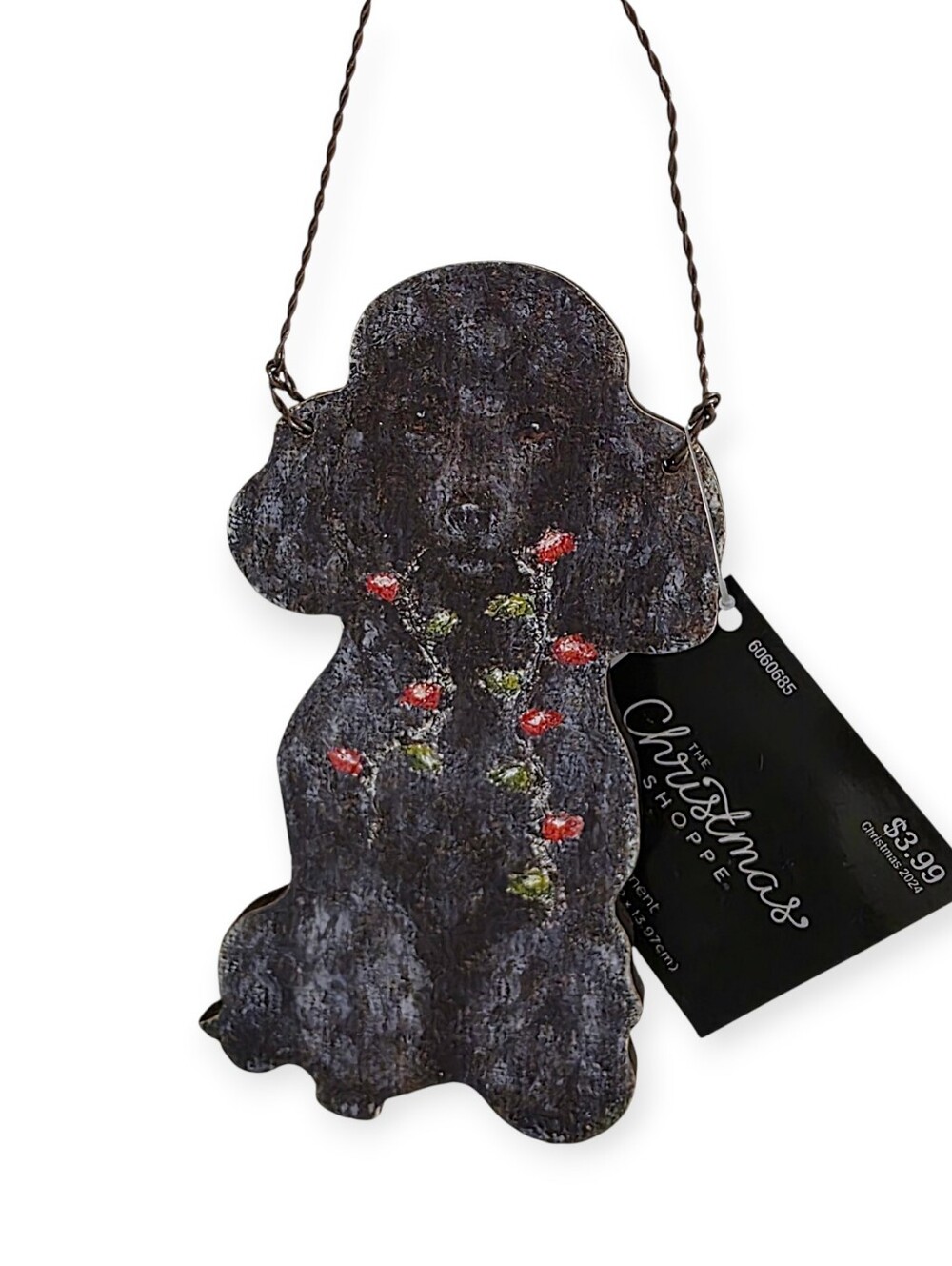Hobby Lobby The Christmas Shoppe Black Poodle Wooden Ornament NWT